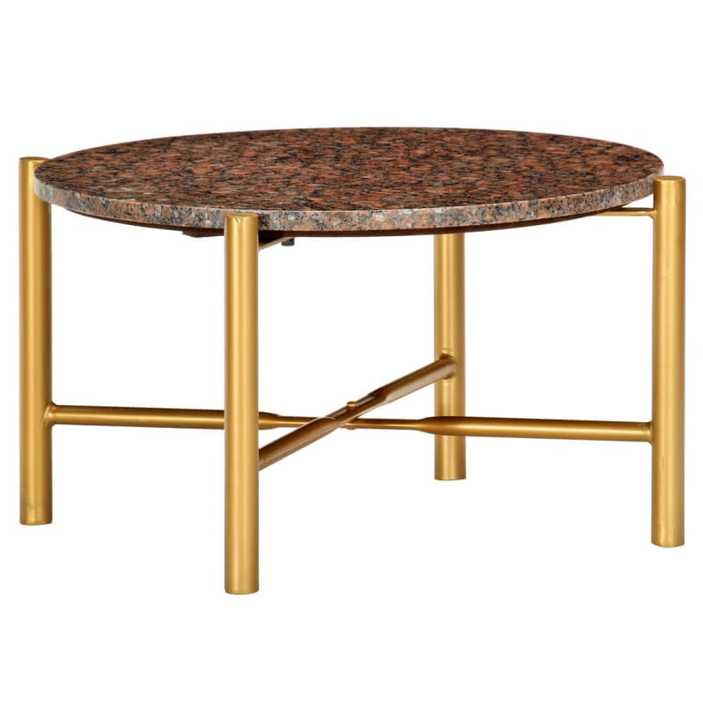 Vidaxl Konferenčný stolík hnedý 60x60x35 cm pravý kameň s mramorovou textúrou